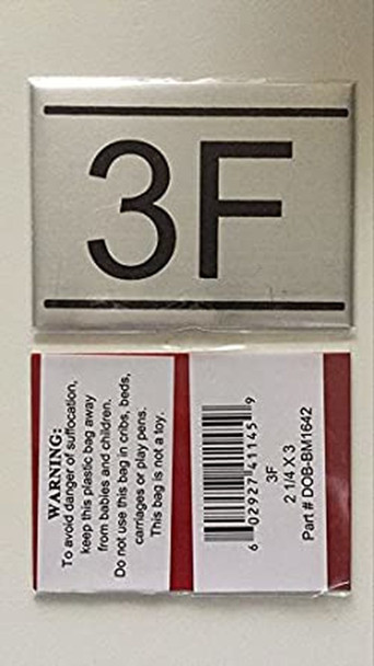 APARTMENT NUMBER SIGN -3F -BRUSHED ALUMINUM