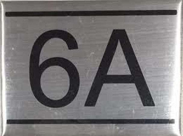 SIGNS APARTMENT NUMBER SIGN -6A -BRUSHED ALUMINUM