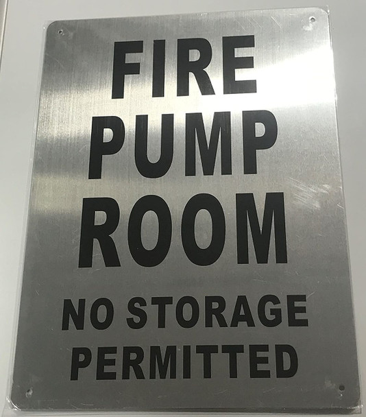 SIGNS FIRE Pump Room Sign (Brushed Aluminium,