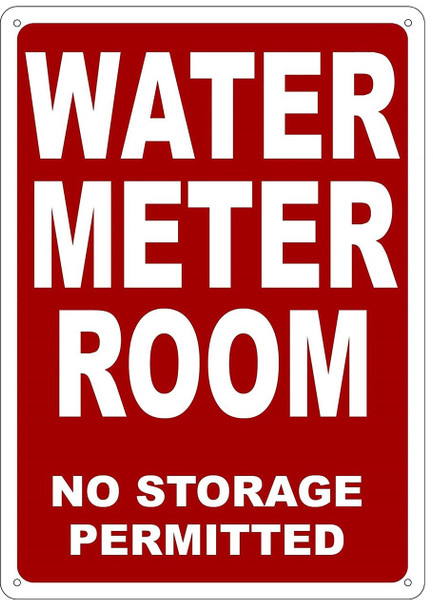 WATER METER ROOM SIGN (Red, Reflective