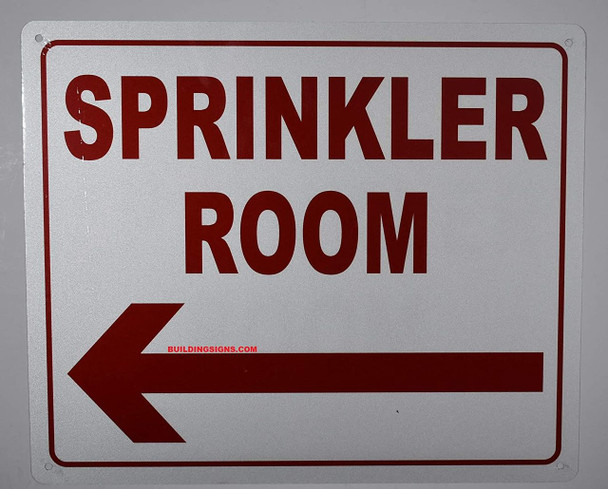 Sprinkler Room Arrow Left Sign, Engineer Grade Reflective Aluminum Sign