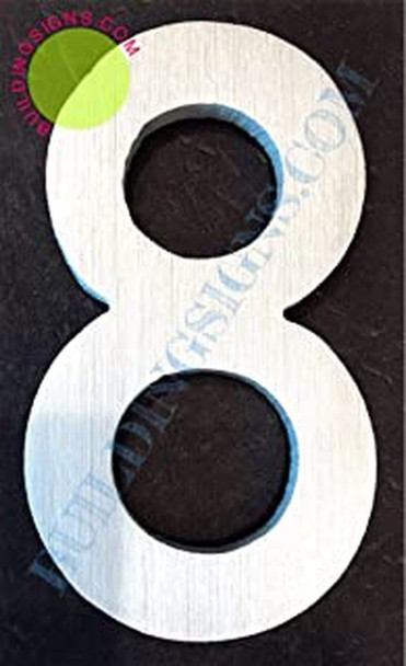 Aluminum Number 8 Sign (Brush Silver,Double