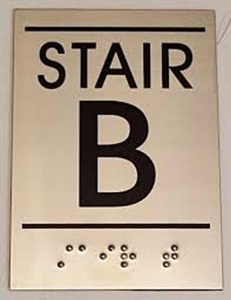 Floor number Sign STAIR B - BRAILLE-STAINLESS STEEL
