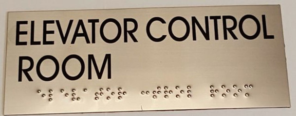 ELEVATOR CONTROL ROOM SIGN - BRAILLE-STAINLESS STEEL