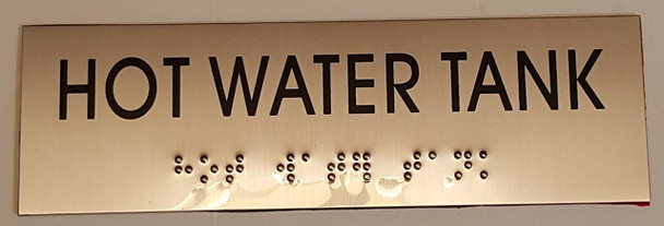 SIGNS HOT WATER TANK- BRAILLE-STAINLESS STEEL