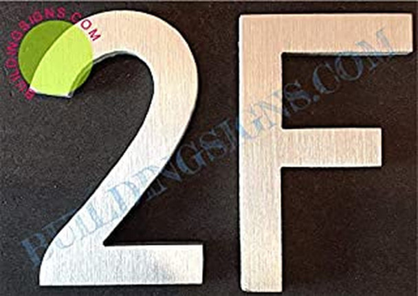 Apartment Number 2F Sign (Brush Silver,Double