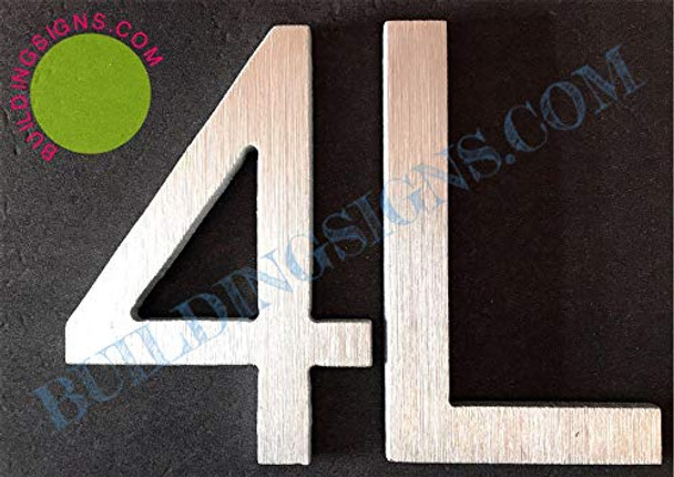 Apartment Number 4L Sign (Brush Silver,Double