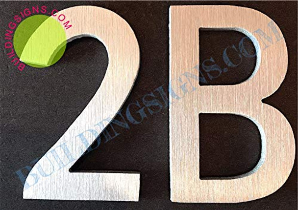 Apartment Number 2B Sign -(Brush Silver,Double