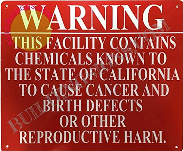 SIGNS Warning This Facility Contains Chemicals Known