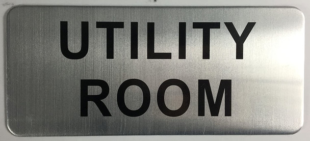 UTILITY ROOM SIGN (BRUSH ALUMINIUM, 3.5X8