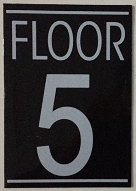 FLOOR 5 SIGN (BLACK 5.75X4)-(ref062020)