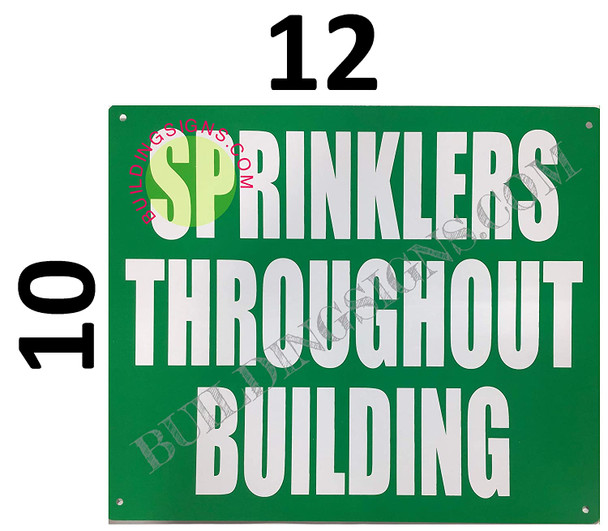 SPRINKLERS Throughout Building Sign