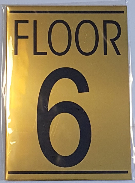 FLOOR 6 SIGN - Gold BACKGROUND