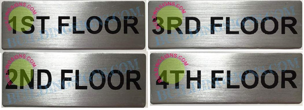 Floor Number Signs - 4-Pack Metal