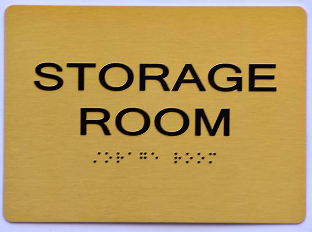 SIGNS STORAGE ROOM SIGN Tactile Signs (Gold)-(ref062020)