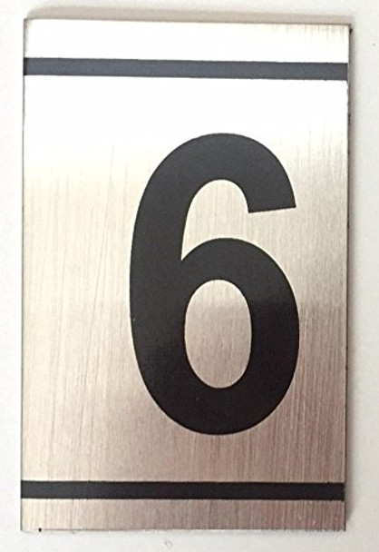 SIGNS NUMBER SIGN -6 -BRUSHED ALUMINUM (2.25X1.5,