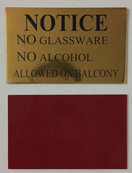 SIGNS NOTICE NO GLASSWARE NO