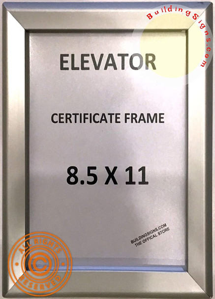 Elevator Certificate Frame 8.5x11 (Silver, Heavy