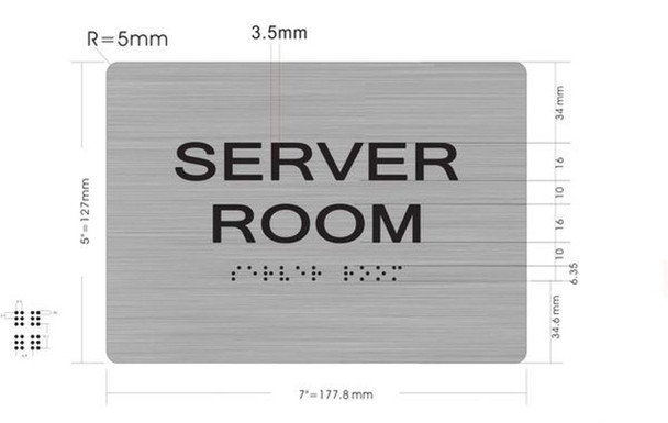 ADA SILVER Server Room Sign Brush Silver