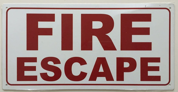 Fire Escape Sign (White,Aluminium, 7x14 inch)-(ref062020)