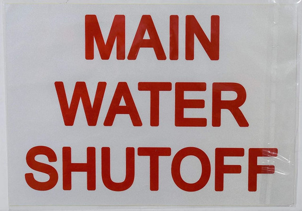 Main Water Shut-Off Sticker (Reflective White