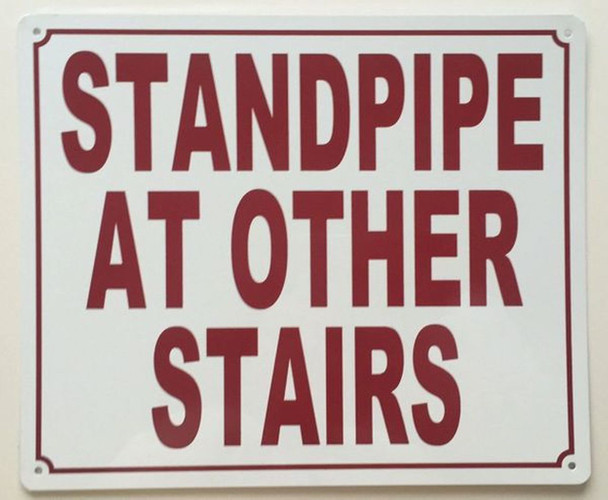 Standpipe at Other Stairs Sign (White