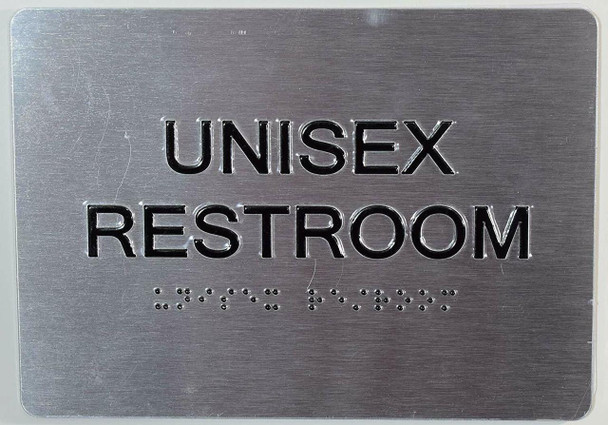 Unisex Restroom Sign with Tactile Text and Braille Sign
