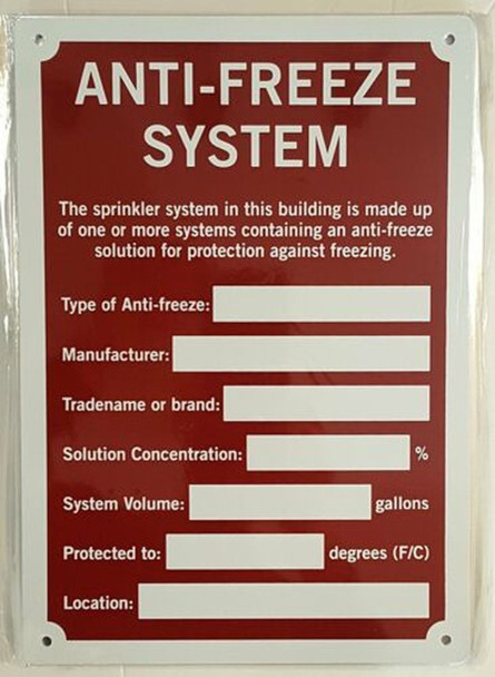 Anti-Freeze System SIGN