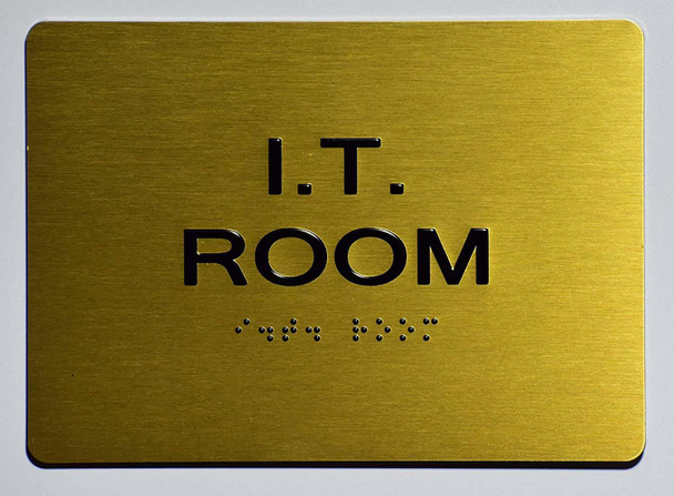 I.T Room Sign- Gold,