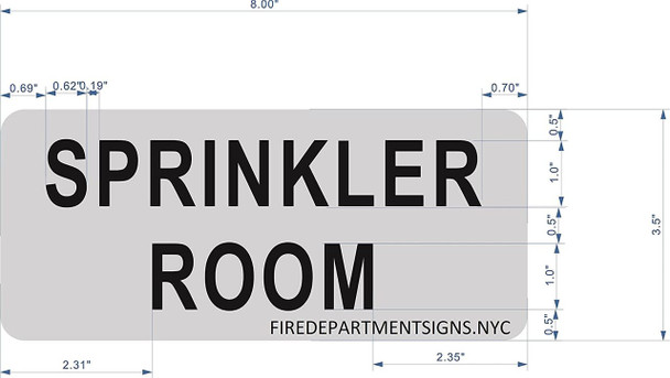 SPRINKLER ROOM SIGN - BRUSHED ALUMINUM