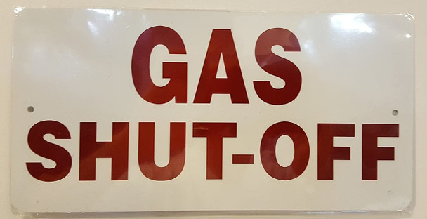 SIGNS Gas Shut-Off Sign (White,Aluminum Sign 5"x10")-(ref062020)
