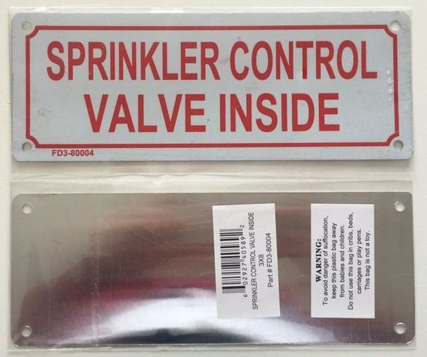 Sprinkler Control Valve Inside Sign (Aluminium 3x8,White)-Rust Free Aluminum
