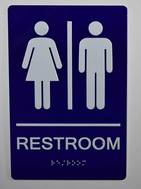 SIGNS Unisex Restroom Sign (Aluminium, Blue,Size 6X9)