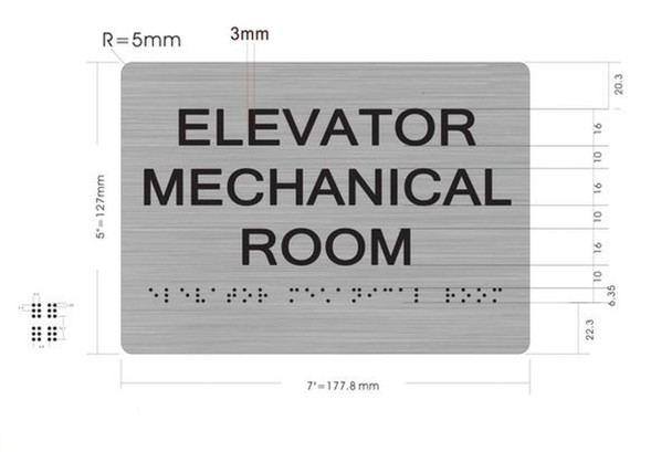 SIGNS Elevator Mechanical Room ADA-Sign -Tactile Signs