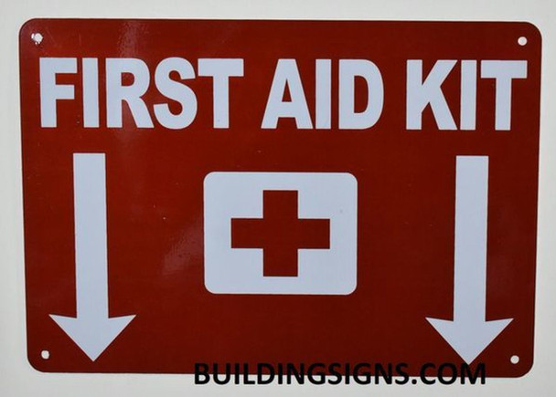 First Aid Kit Sign with Down