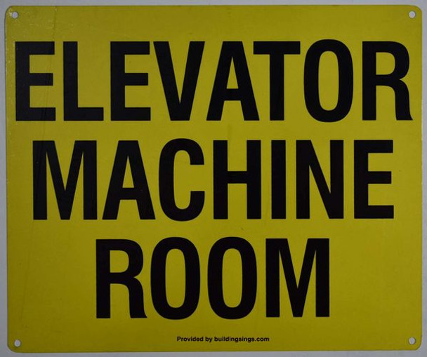 Elevator Machine Room Sign (White, Reflective,