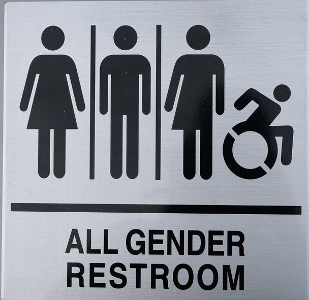 All Gender Restroom Sign (Aluminum Sign,9x9)-(ref062020)