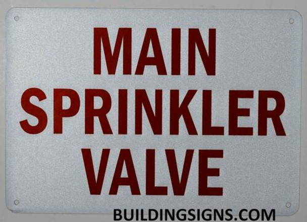 SIGNS Main Sprinkler Valve Sign (White, Reflective