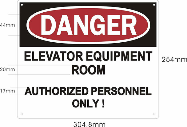 Danger Elevator Equipment Room Sign (Aluminium