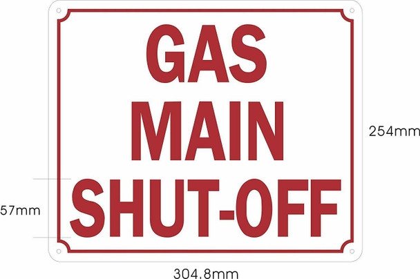 Gas Main Shut-Off Sign (Aluminium Reflective,