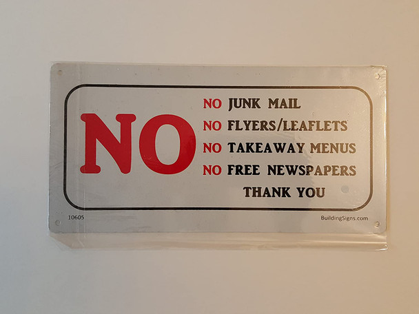 No Junk Mail sign (Aluminum Sign)-(ref062020)