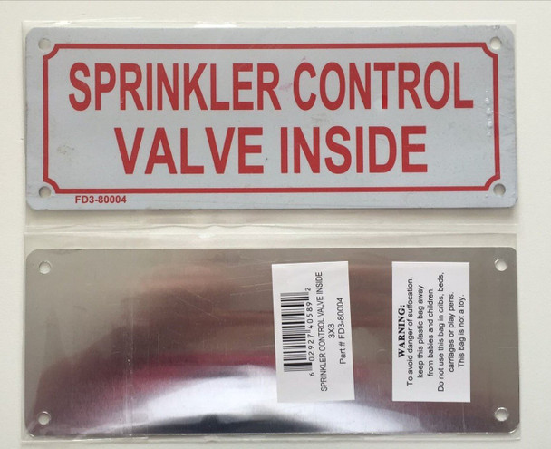 SIGNS Sprinkler Control Valve Inside Sign (White