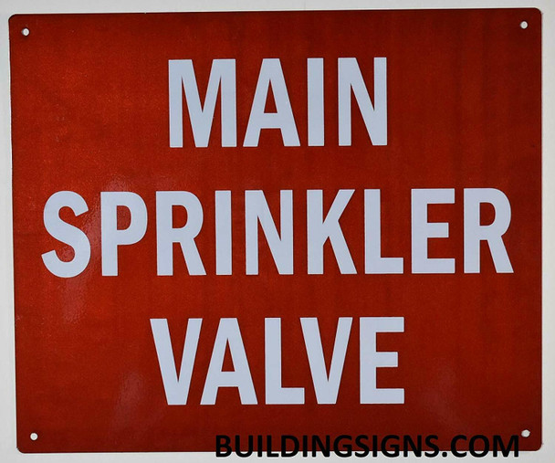 Main Sprinkler Valve Sign (RED, Reflective,