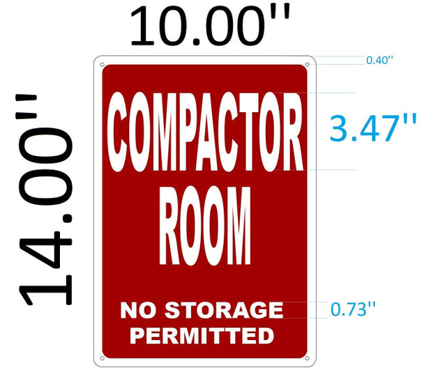 SIGNS Compactor Room Sign (Red Background, Reflective,