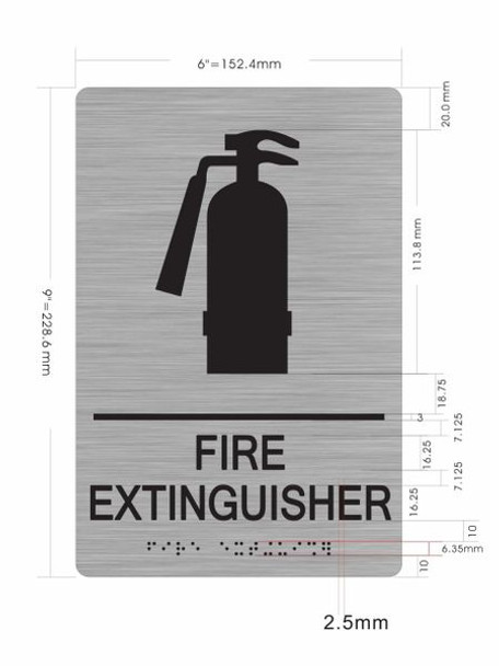 FIRE Extinguisher Sign -(Aluminium, Brush Silver,Size
