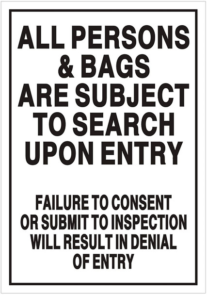 All Persons & Bags Subject to
