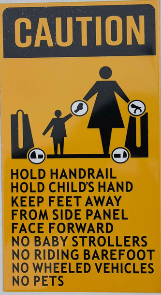 SIGNS Escalator Rules Sign (Aluminium,Duble