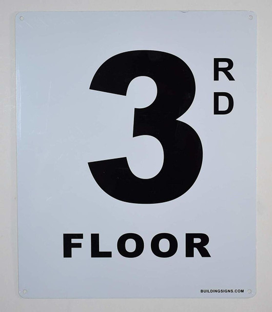 3rd Floor Sign (White, Rust Free