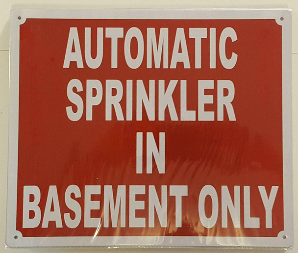 AUTOMATIC SPRINKLER IN BASEMENT ONLY SIGN