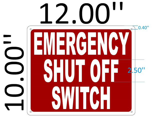 SIGNS Emergency Shut Off Switch Sign (red,